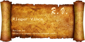 Rieger Vince névjegykártya